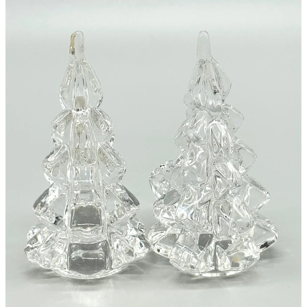 Biedermann Clear Glass Christmas‎ Tree Small Candle Holders Set Of 2